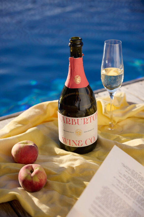 Styled poolside photoshoot for Adelaide Hills wine label