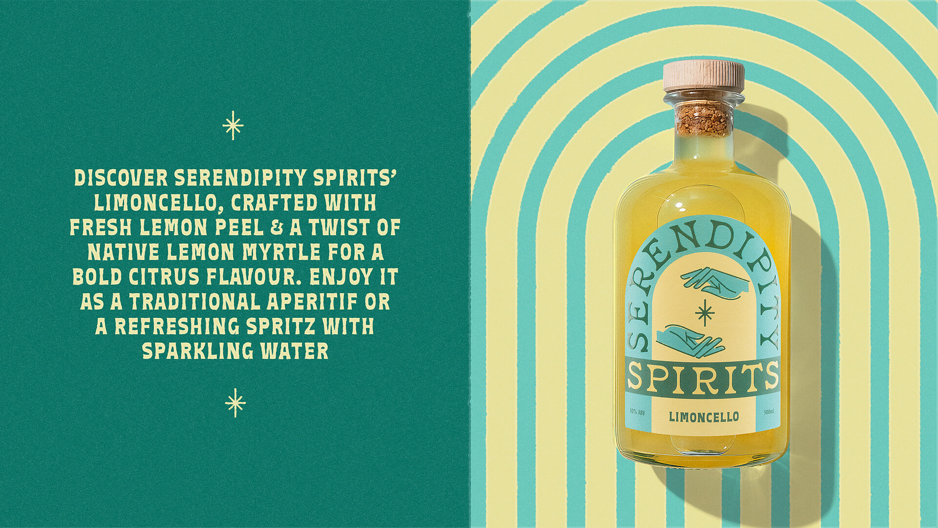 Serendipity spirits limoncello label design for Adelaide spirits range
